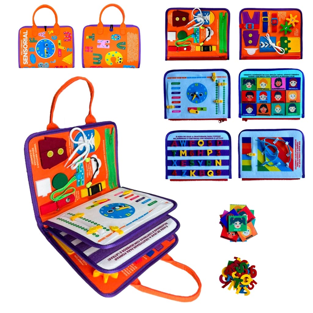 Livro Educativo Montessori: Meu Livrinho Sensorial Maleta Educativa - ABC