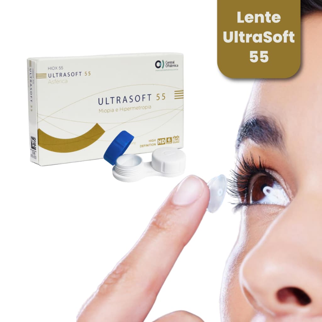 LENTE ULTRASOFT 55 UV CX6 LC MENSAL MIOPIA E HIPERMETROPIA