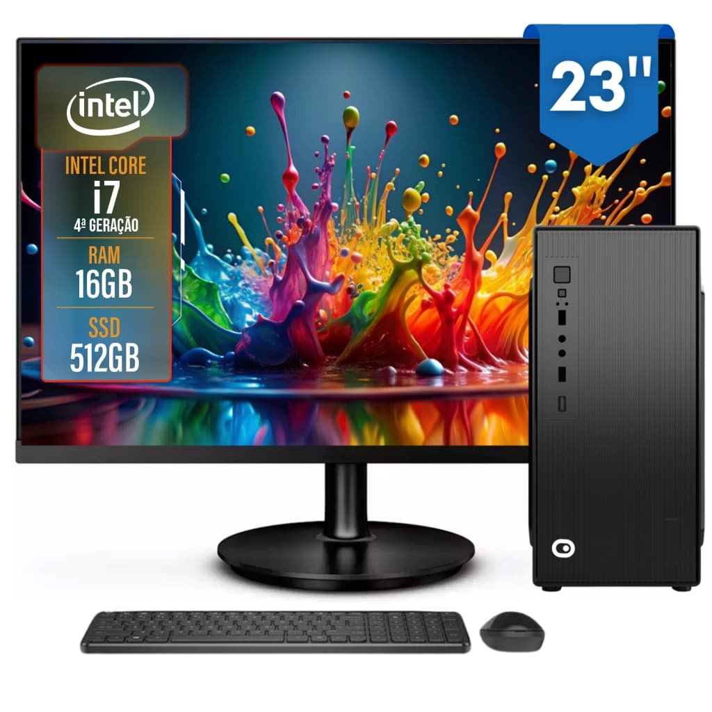 Computador Completo 2Eletro Top Intel Core i7, 16GB RAM, 512GB, Bivolt, 23" Full HD - CD2E-0135TO