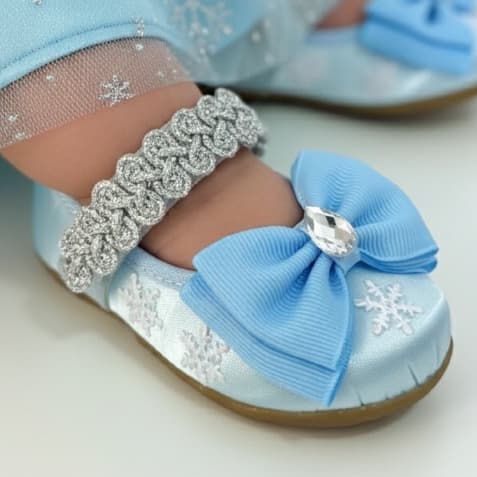 Sapatilha Frozen Customizada Personalizada Azul Bebê Princesa Cinderela Tema Aniversário Meninas