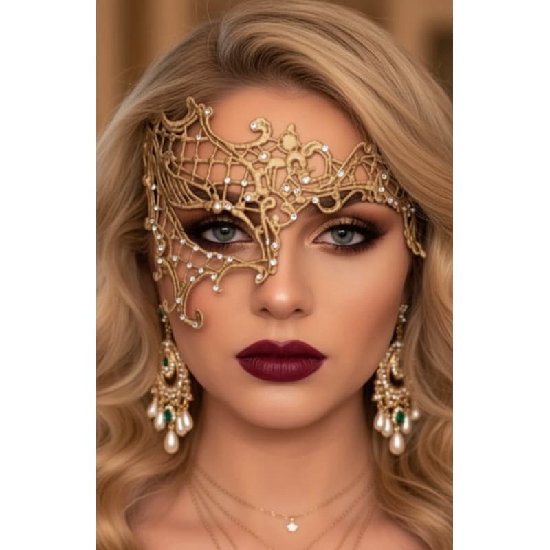 mascara fem modelo 22 c/ aplicação de strass cristal formatura festa 15 anos gala