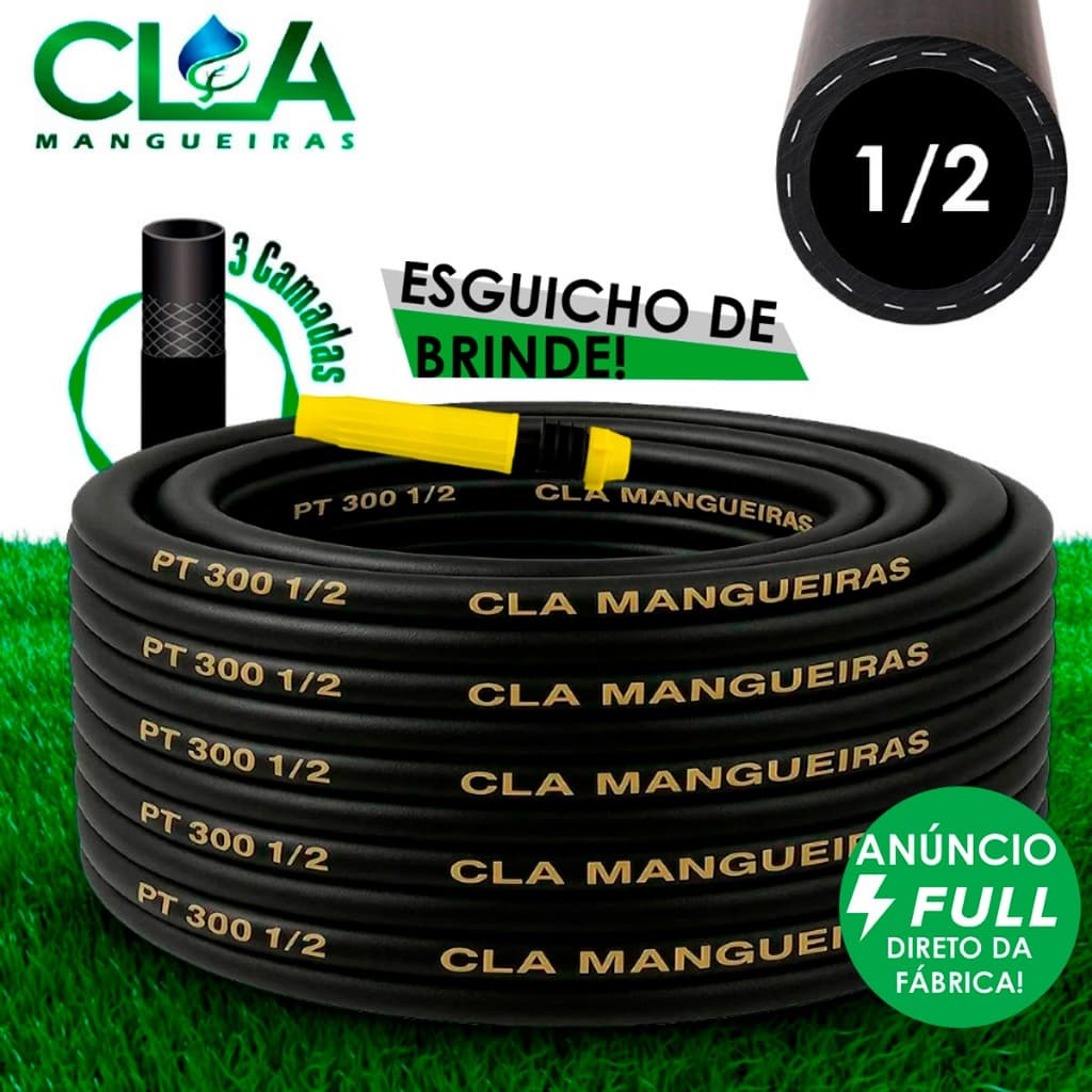 Mangueira Jardim Trançada Resistente Flexível 10 á 30 Metros PT 300 PSI Água 1/2" Com Bico Engate