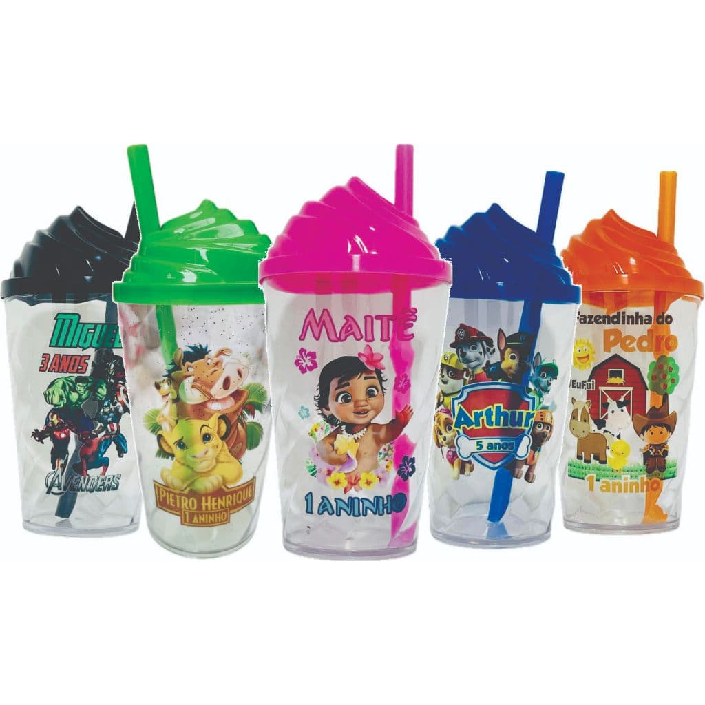 Kit Copos Twister 300ml com Tampa Chantilly - Personalizado