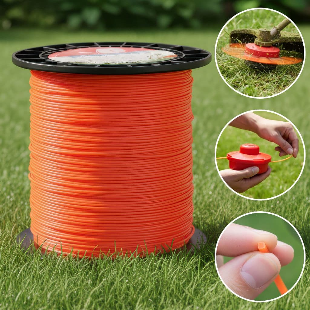 Fio de Nylon Quadrado 3mm 200m Laranja Multimarcas Para Roçadeira Aparador de Grama