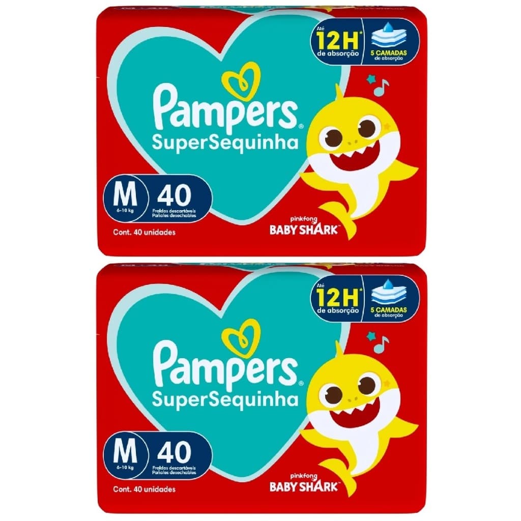 Kit 2ptes Fralda Pampers SuperSequinha M 40un - Total 80unidades