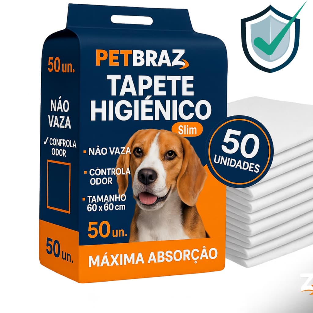 Tapete Higiênico Descartável para Cachorro 60 x 60 cm - Fralda Pet Xixi Cão Pequeno Médio