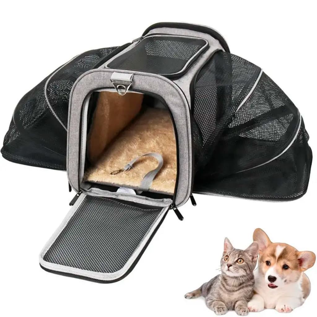 Bolsa Pet Expansível Avião Cabine Transporte Cachorro Gato Viagem Pet Bag Grande Caixa Confortável