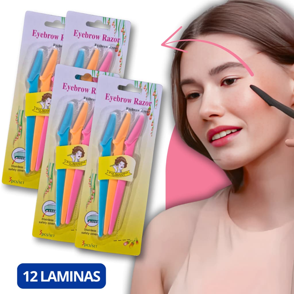 Kit 12 Lâminas para Aparar Sobrancelha e Rosto Navalha Depilação - SkinCare