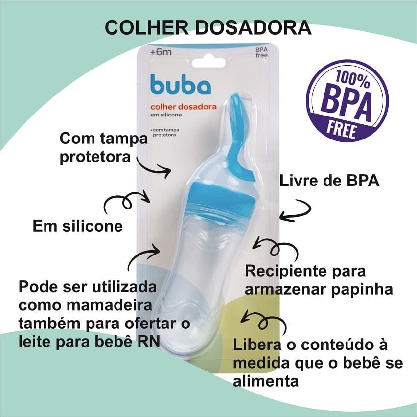 Mamadeira Colher Dosadora De Leite Papinha Com Tampa Infantil Bebê Buba 90ml