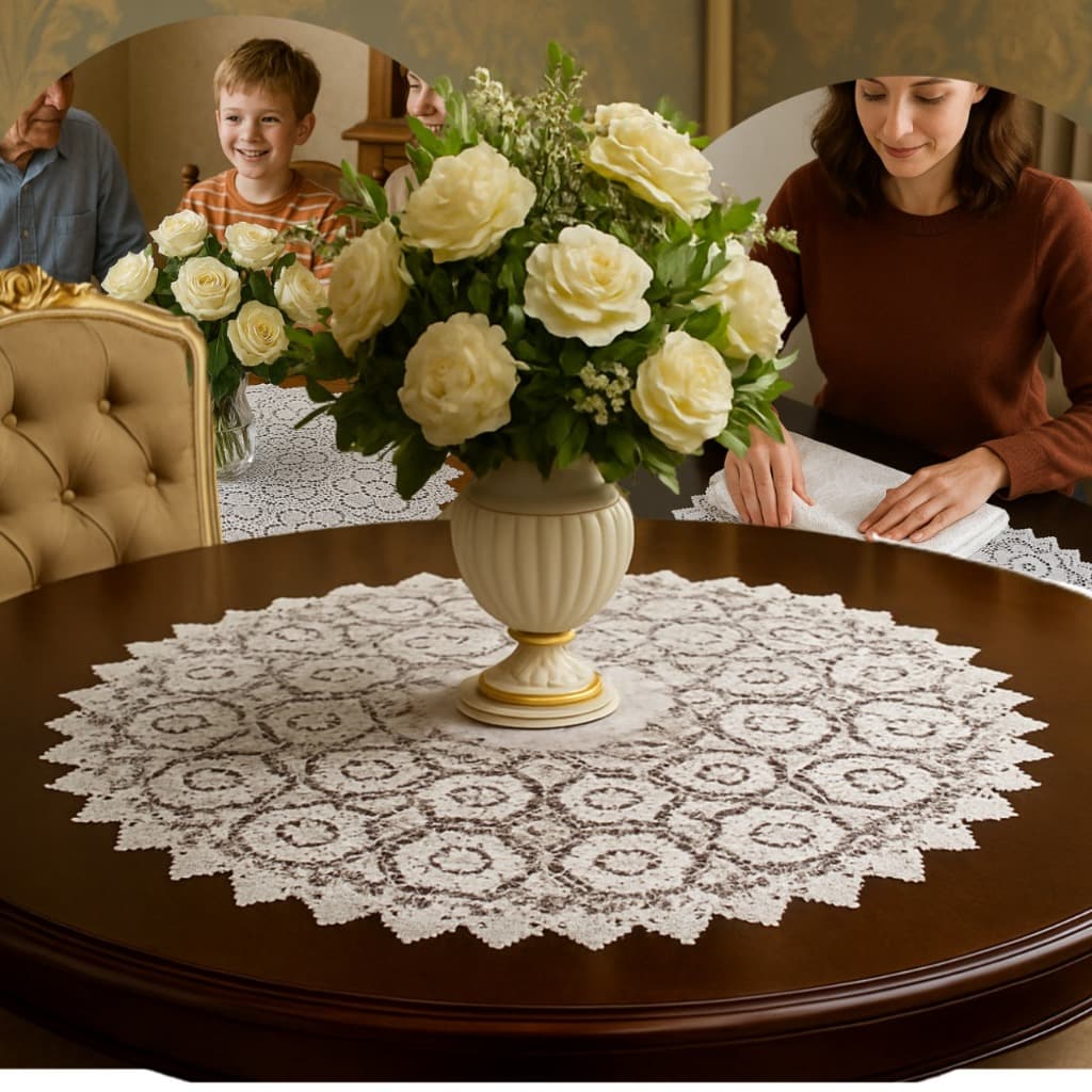 Toalha Centro de Mesa Mult Uso Renda 0,77X 0,77cm Decoração Cozinha