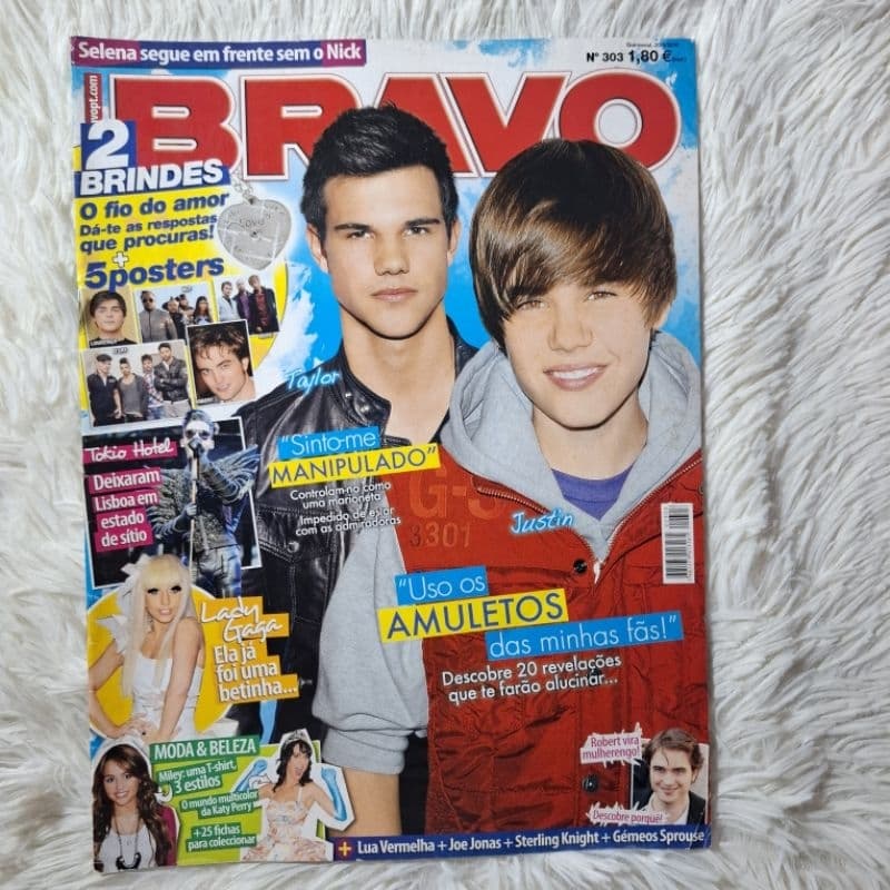 Revista Bravo Importada Justin Bieber e Taylor Lautner - Tokio Hotel, Selena Gomez, Robert Pattinson, Lady Gaga, Muse