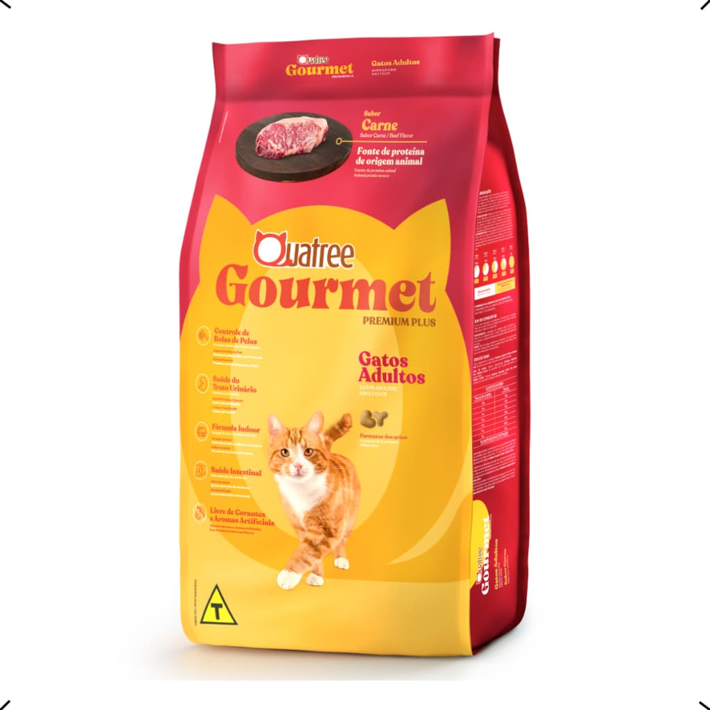 RAÇÃO QUATREE GOURMET GATO ADULTO CARNE 10KG
