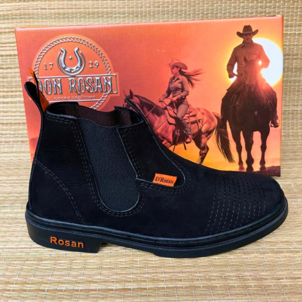 Bota Botina Masculina Don Rosan Bota Couro Nobuck Butina Vaquejada Bota Preta Unissex