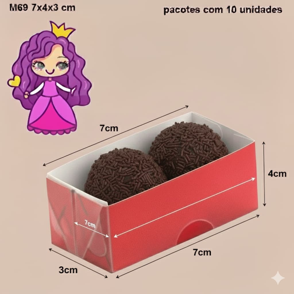 Embalagem M69 Tampa Pvc e Fundo em papel cartão Colorido - 07x04x03 - pacote com 10 unidades