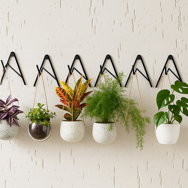 Kit 5 Ganho De  Parede Ferro Preto-xaxim Suporte Azinho- Suporte Para Vaso