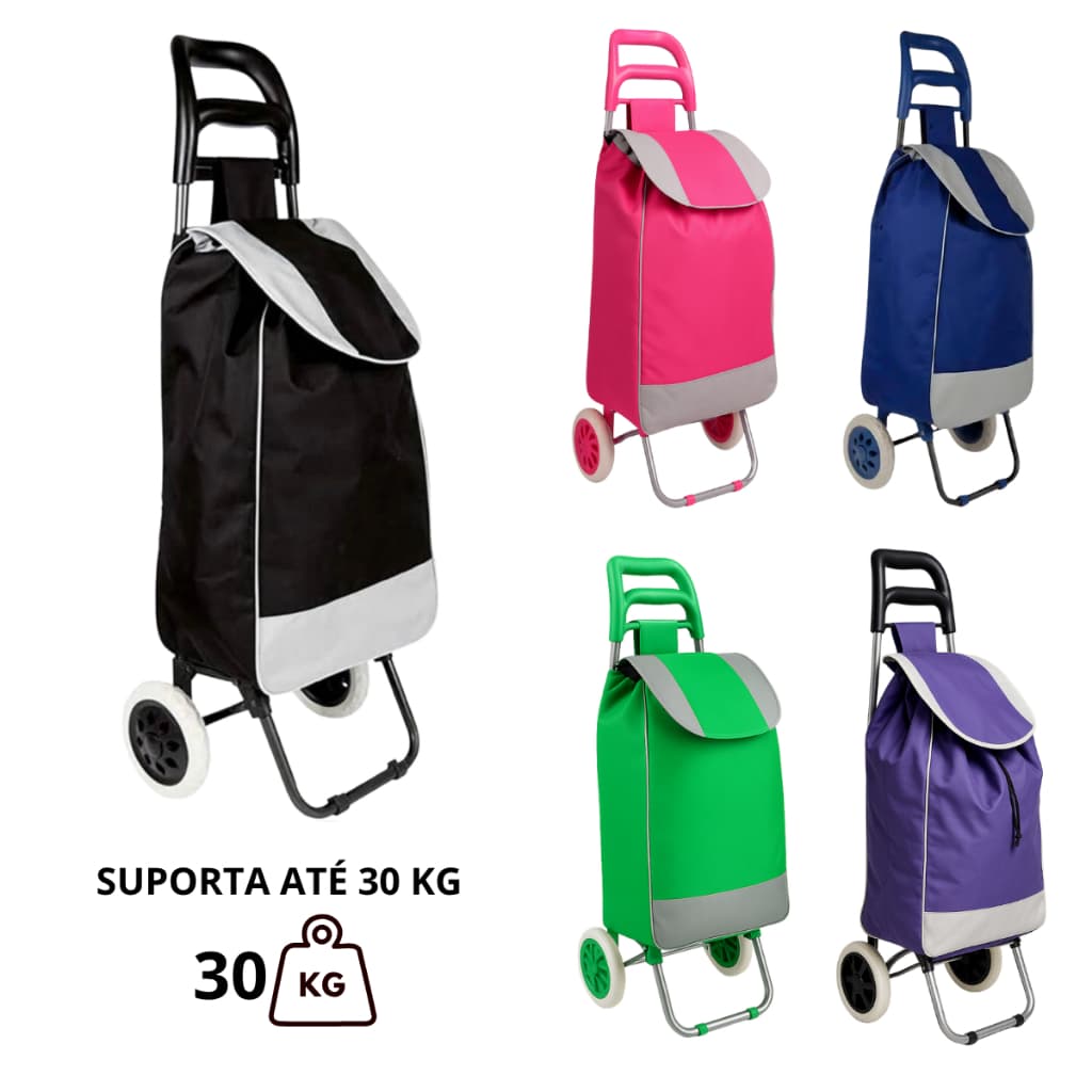 Carrinho De Compras Feira Dobrável Reforçado Com Roda Estampado