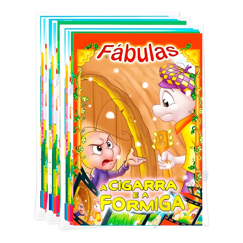Kit C/ 24 Livrinhos Infantis - Coleções Clássicos Divertidos + Fábulas + Fazendinha do seu Lobato