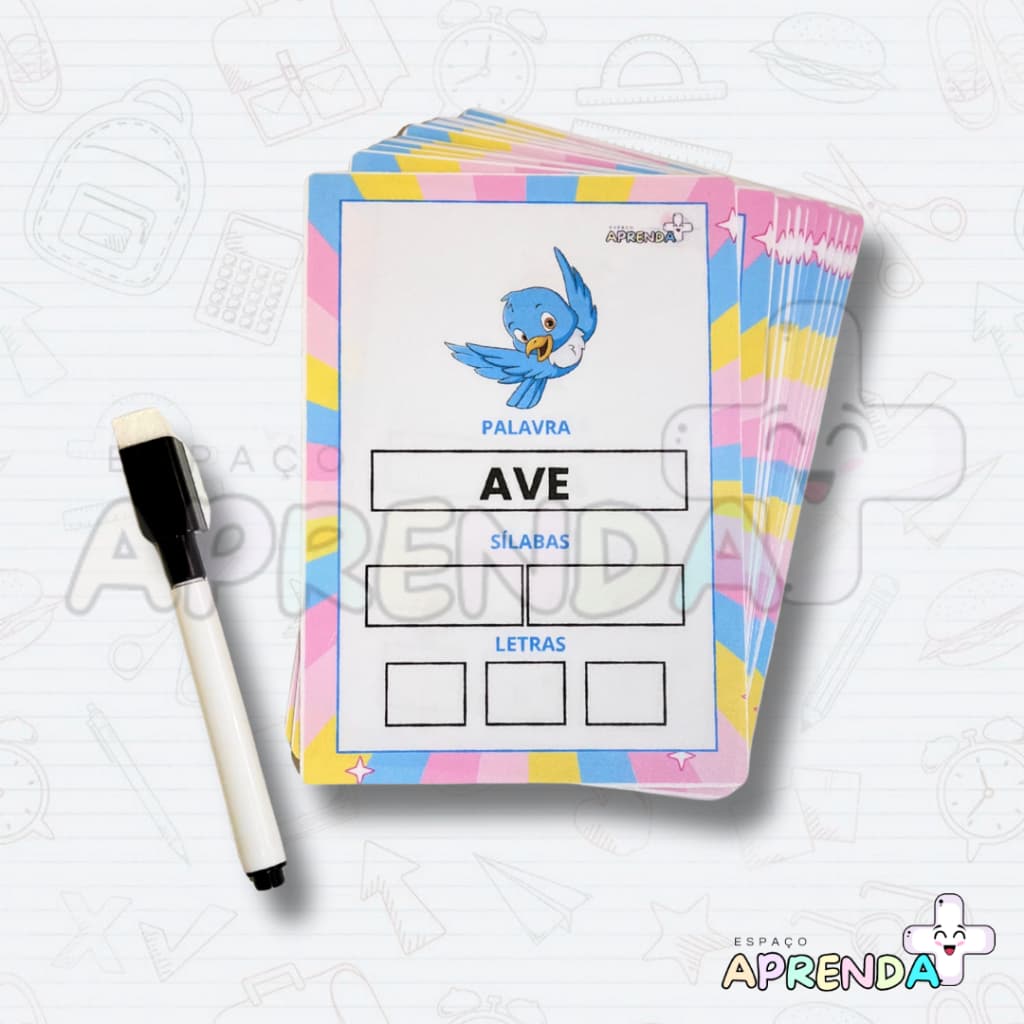 FICHAS PARA ALFABETIZAÇÃO PLASTIFICADAS – FORMANDO PALAVRAS (COM CANETA)