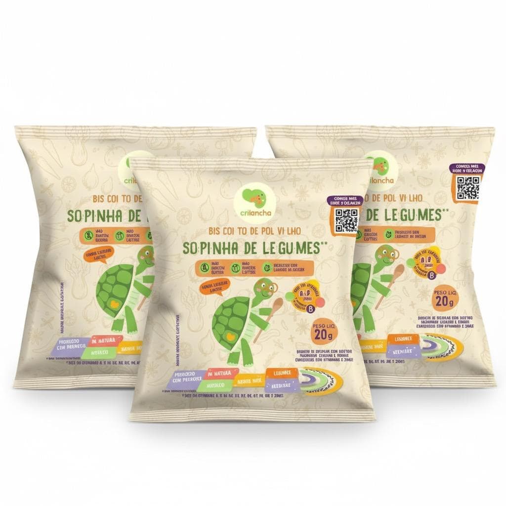 Biscoito de Polvilho Crilancha - Sopinha de Legumes  - 20g Sem Gluten