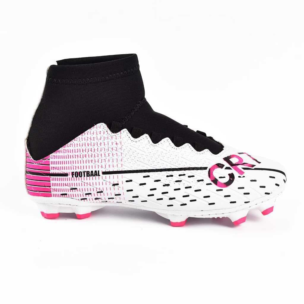 Chuteira Rosa botinha footbaal campo cano alto feminina com design moderno e confortável