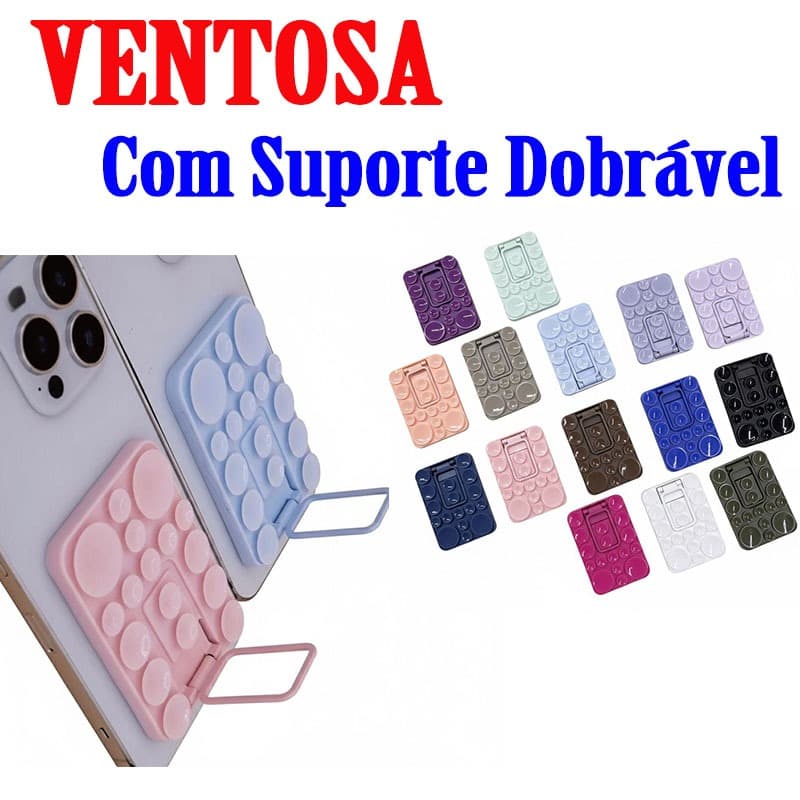 Suporte de Celular Invisível Dobrável com Ventosa Forte – Universal / Várias Cores