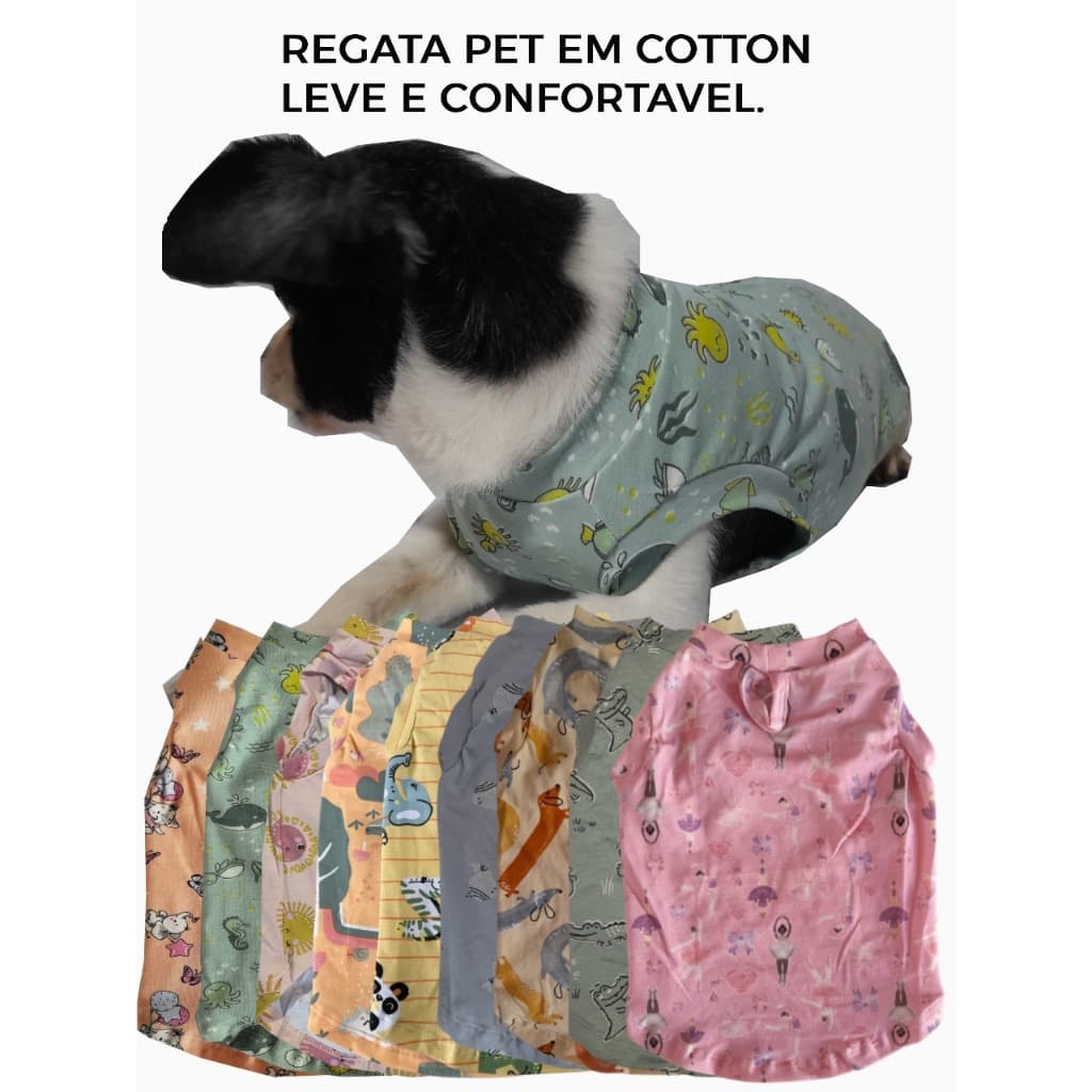 Roupa Pet - Regata Pet em Cotton Leve Confortável - Cão e Gato.