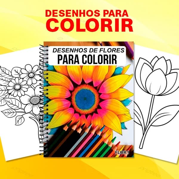 50 desenhos de flores para colorir 1 edição