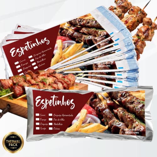 Embalagens/ sacos / saquinhos Termicos Para Delivery De Espetinho 100 Unidades