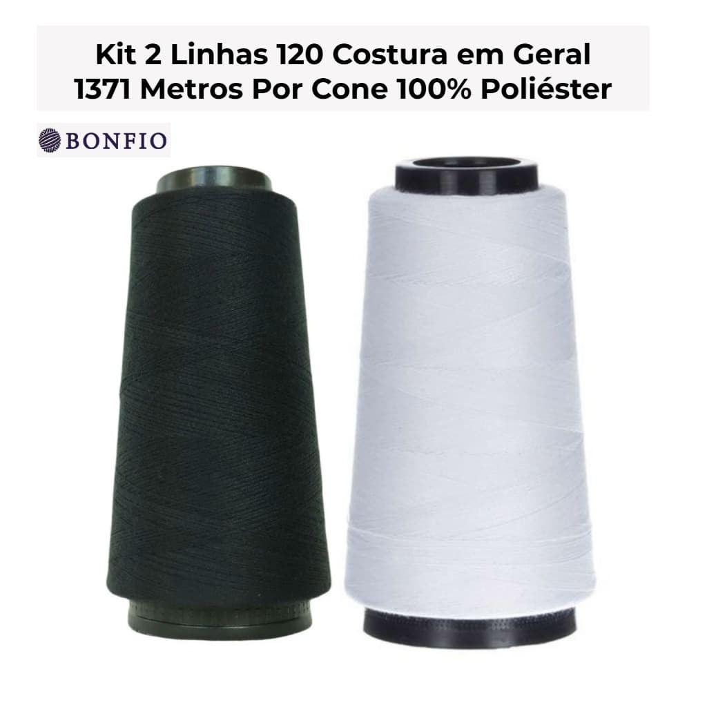 Kit 2 Linhas Bonfio Reta 120 1371m Costura em Geral Máquina