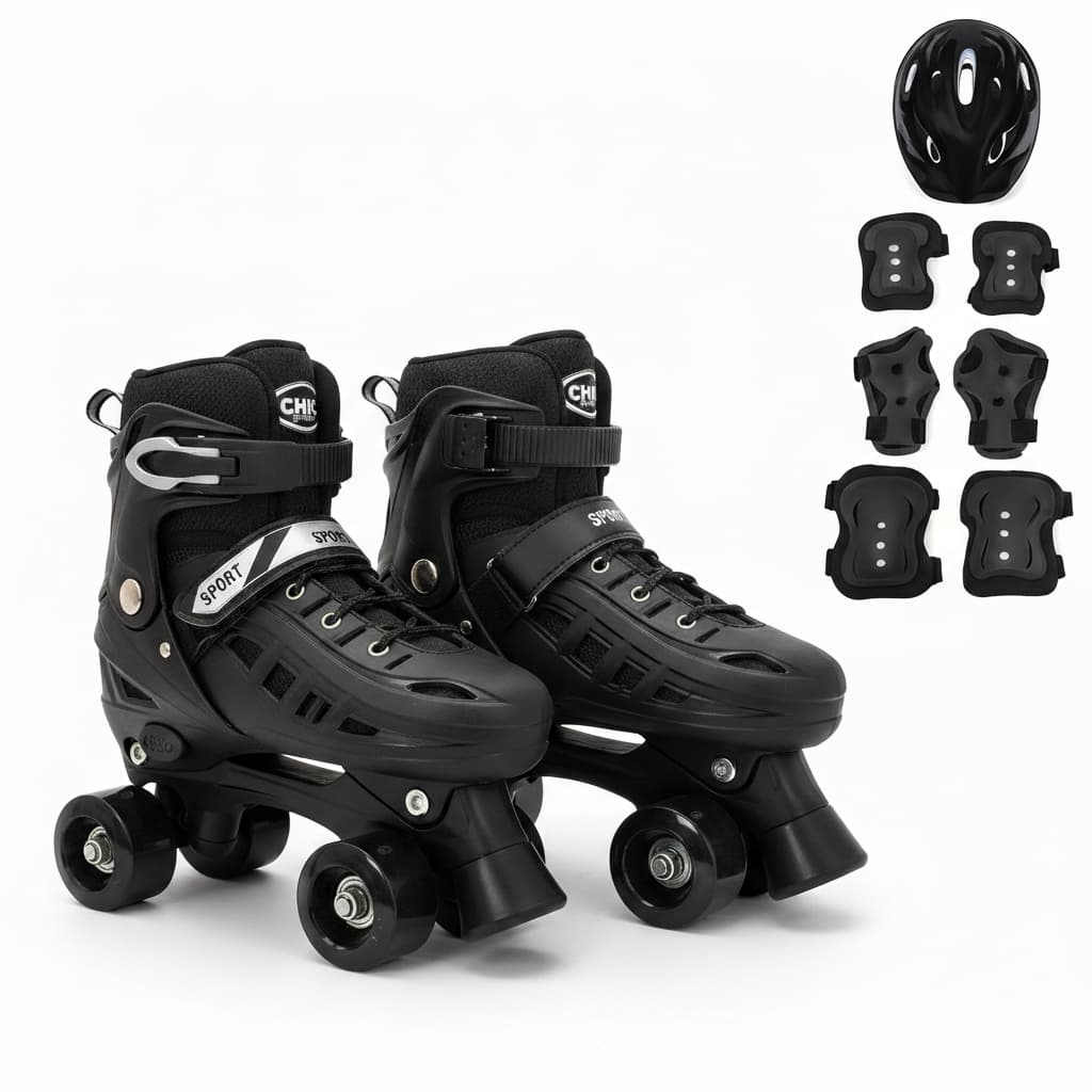 Patins Quad 4 Rodas Infantil Tam. Regulável + KIT PROTEÇÃO