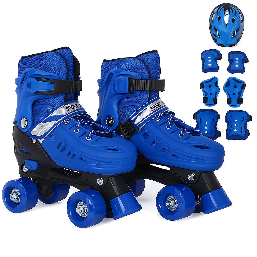 Patins Quad 4 Rodas Infantil Tamanho Ajustável + KIT PROTEÇÃO
