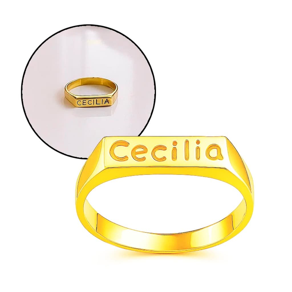 Anel Chapinha Infantil Personalizado Nome Moeda Antiga Tamanho 4 ao 14