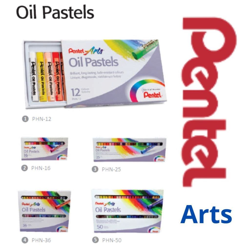 Giz Pastel Oleoso Pentel Arts  PHN12 16 25 36 50 Cores