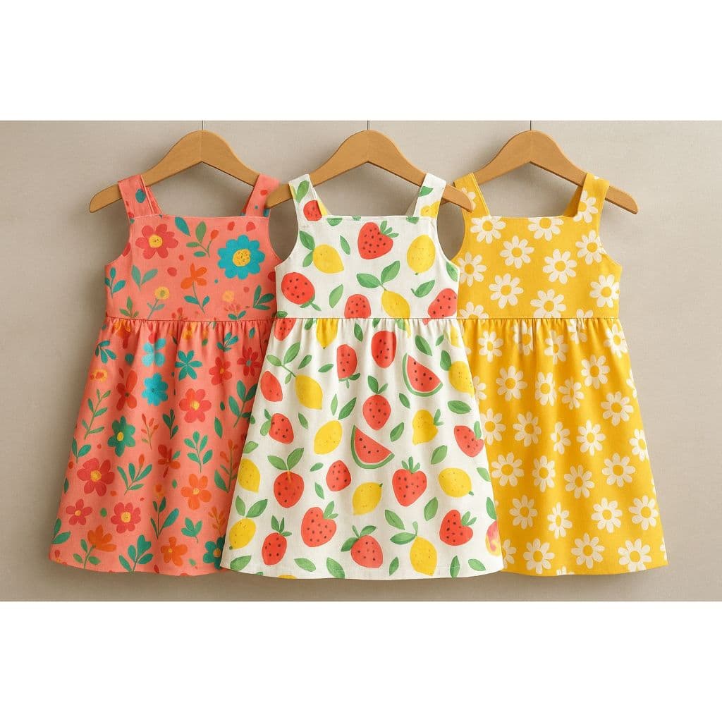 💕 Conjunto com 2 Vestidos Infantis – Algodão Macio e Estampas Lindas