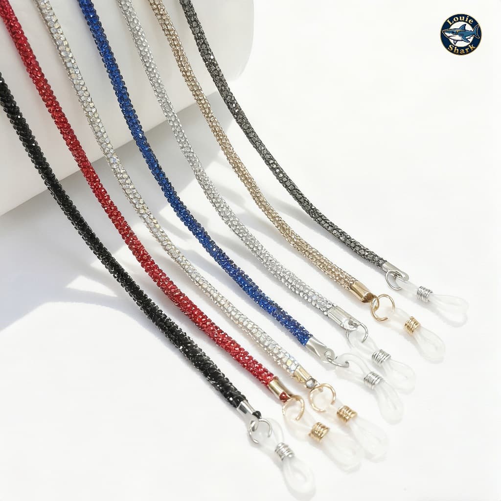 【LOUIE SHARK】Corrente De Óculos Brilhar Pendurados Cordão Delicado Fashion Corrente De Segurança