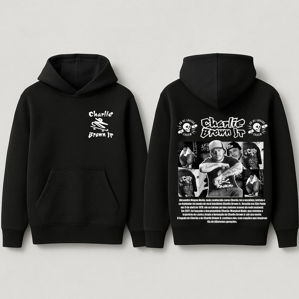 Blusa Moletom Estampado Chorão Charlie Brown Marginal Biografia Fã Rock Skatista 314