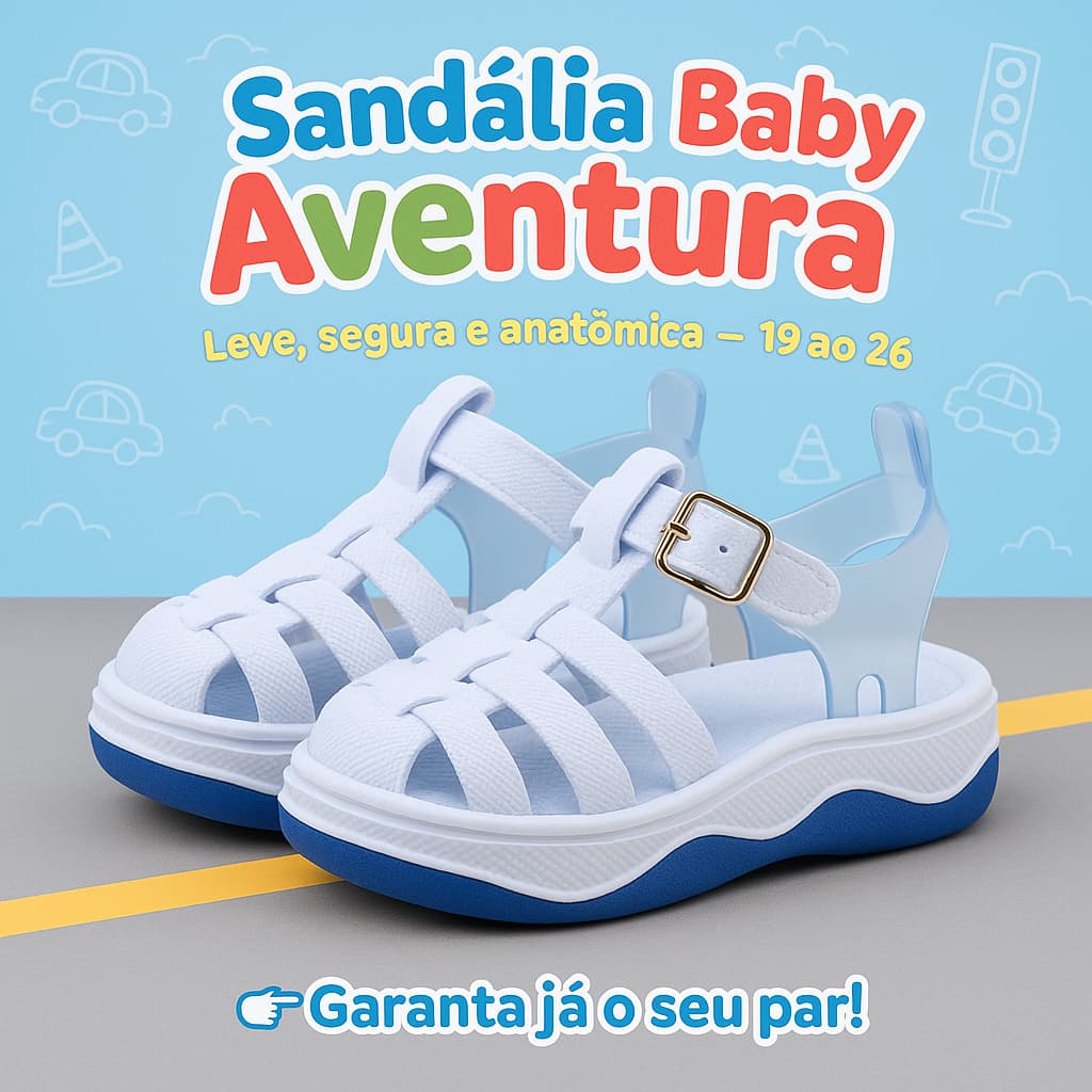 Sandália Baby – Leve, Segura e Anatômica Calce Rápido e Sem Complicação | 19 ao 26 | Garanta já
