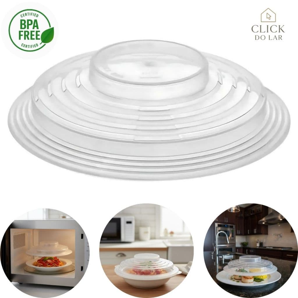 TAMPA PROTETORA DE ALIMENTOS PARA MICROONDAS TRANSPARENTE LIVRE DE BPA DE PLÁSTICO