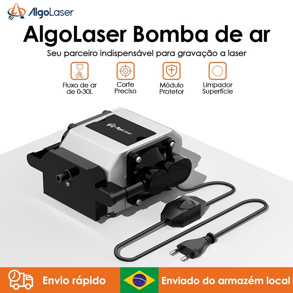 AlgoLaser Bomba de ar com fluxo de ar ajustável de 30 L/min, adequada para máquina de gravação a laser AlgoLaser