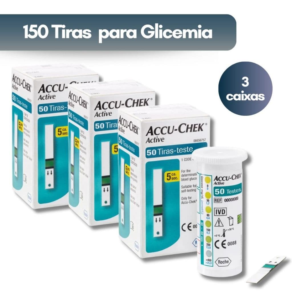 3 Caixas de ACCU CHECK Active Tira Para Medir Glicemia + Vida Útil