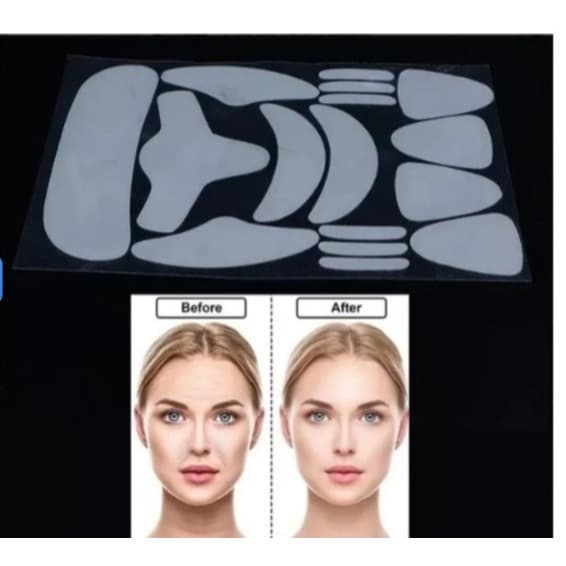 Kit Adesivo Facial Anti - Rugas de Silicone Reutilizável