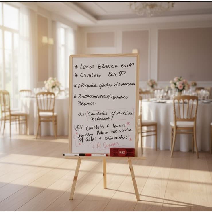 Kit Cavalete 80x50 + Lousa 60x40 + Apagador E Marcadores Fabricação Própria Premium