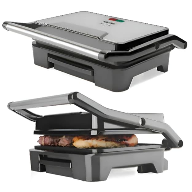 Grill Mallory Asteria Compact Sanduicheira Churrasqueira Elétrica Multifuncional Inox