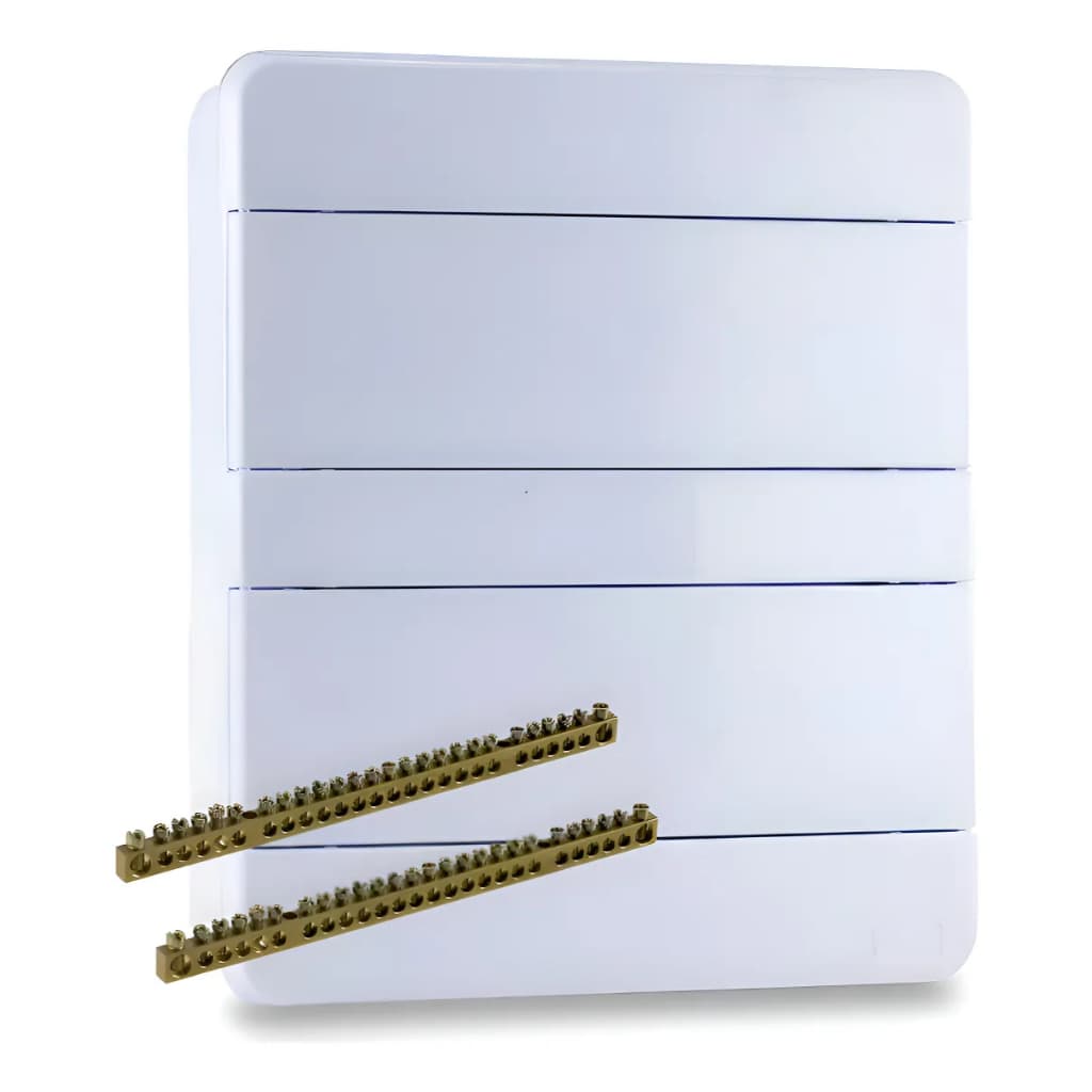 Quadro De Distribuição Com Barramento 16 Disjuntores Din Br Embutir Force Line