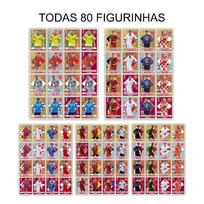 Figurinhas Legend extra Copa do Mundo 2022 - 80 figurinhas - Neymar, Messi , Cristiano Ronaldo COPA DO MUNDO 2026