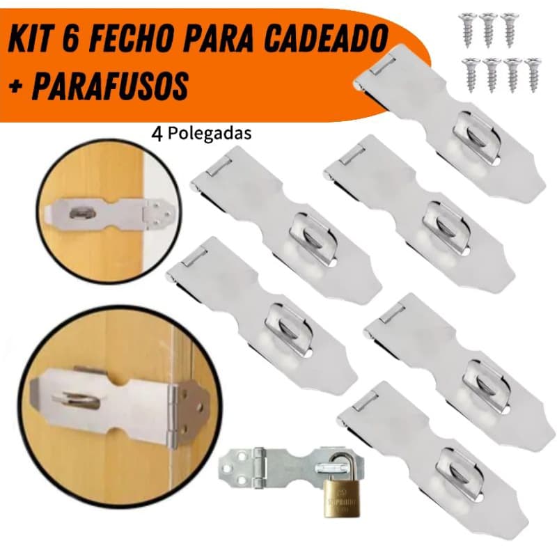 Trinco Fecho Porta Cadeado Ferrolho Zincado 10cm Com Parafusos