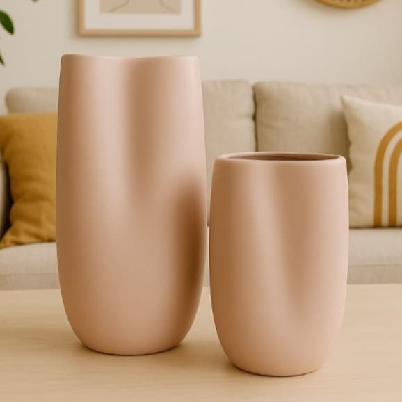 Dupla Vaso Orgânico Decorativo Cerâmica Perfeito para Casa Festa Escritório Área Gourmet em Cores Foscas e Texturizadas