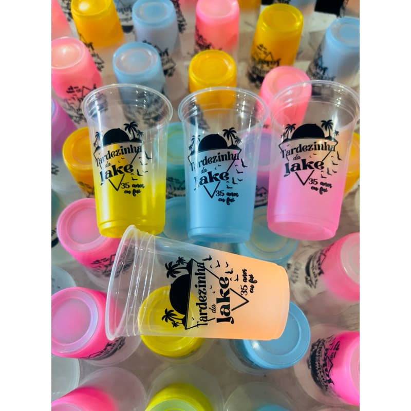 Kit 100 Copos 300ml Descartável Personalizado Degradê
