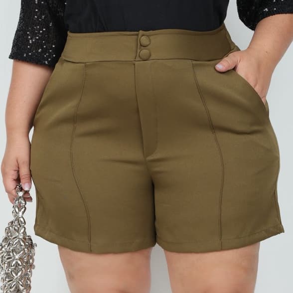 Short Bermuda Plus Size Alfaitaria Verão Atemporal Confortável Zero Transparencia Modal Moda Feminina