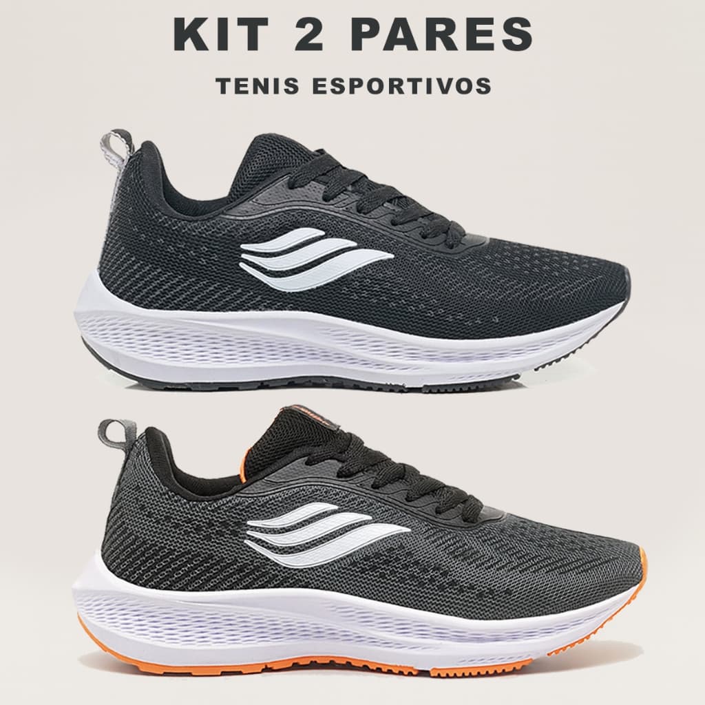 Kit 2 Pares Tênis Masculino Para Academia Corrida Caminhada Bonito Confortável Olymp Original Leve